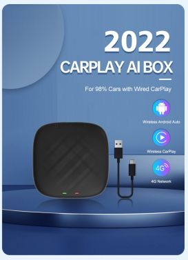 2022  Wireless Android Auto, CarPlay AI Box, Support Wireless CarPlay and Android Auto, Qualcomm chip (8 cores)/4GB+64GB/with Built-in GPS, YouTube Waze,Android 10 System